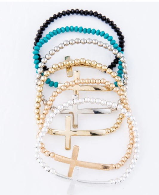 Beaded Cross Stretch Bracelet