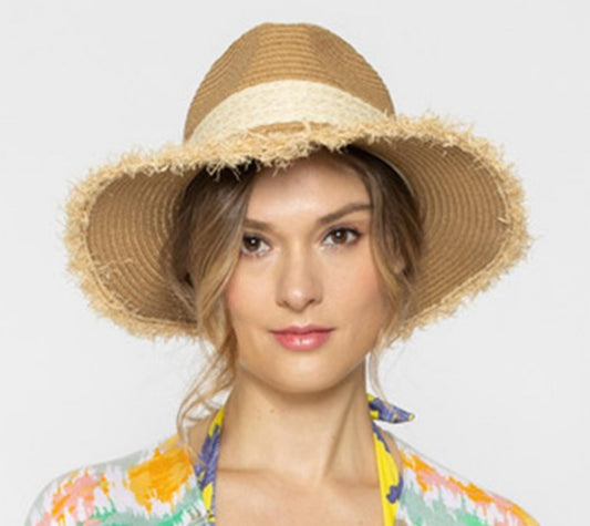 Straw Panama Hat With Frayed Edges