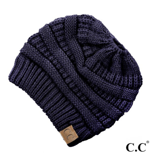 C.C. Colored beanie tail hat. “The Original” messy bun beanie