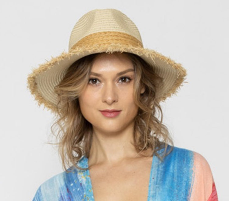 Straw Panama Hat With Frayed Edges