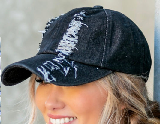 Distressed Denim Boyfriend Cap