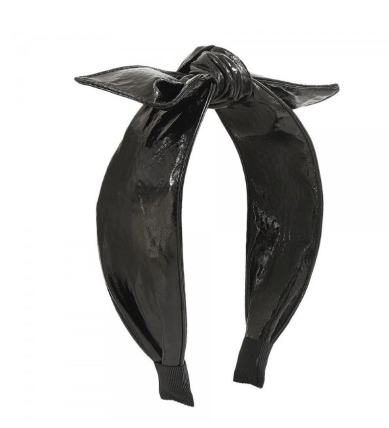 Faux Leather Top Knot Bow Headband