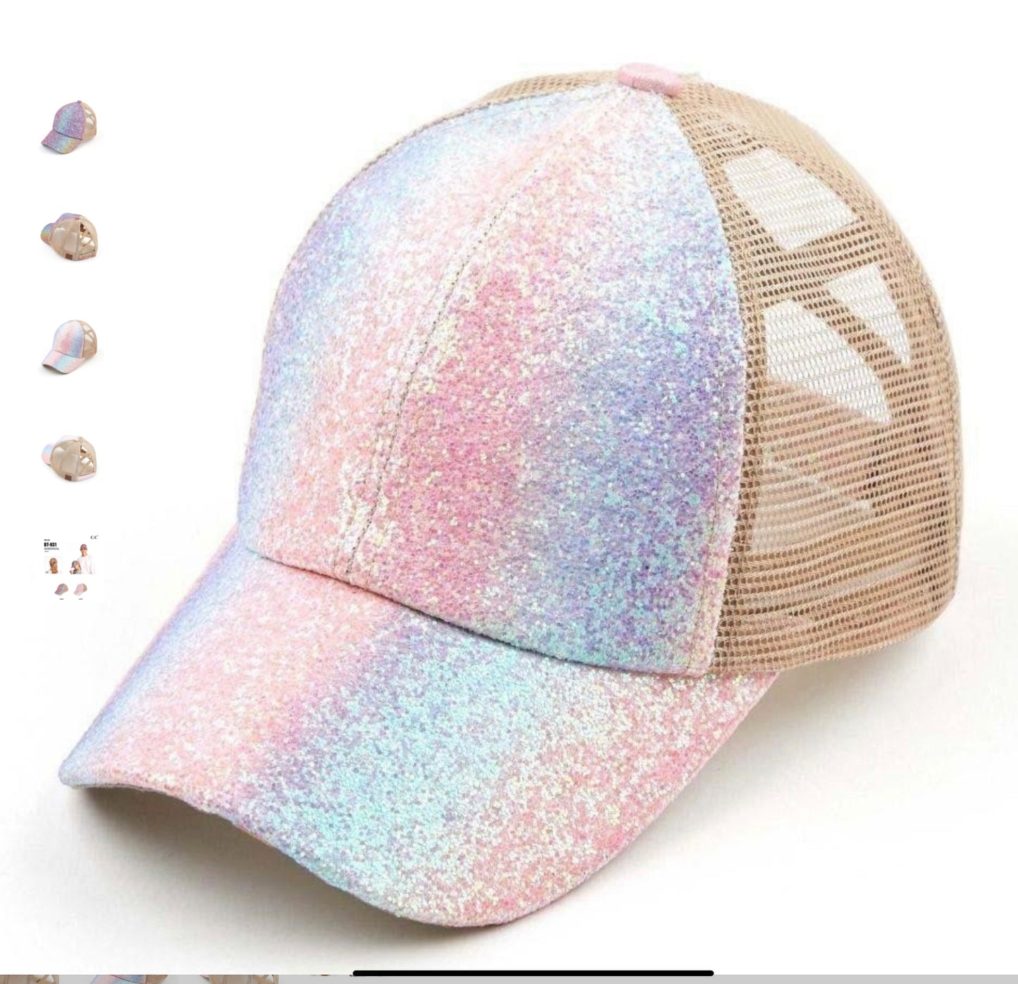 C.C. Glitter Messy Bun Hat Cap