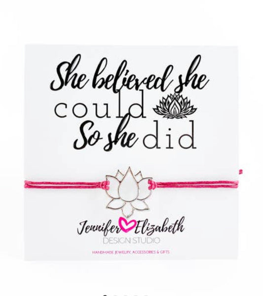 “She Believed She Could, So She Did” Inspirational Bracelet