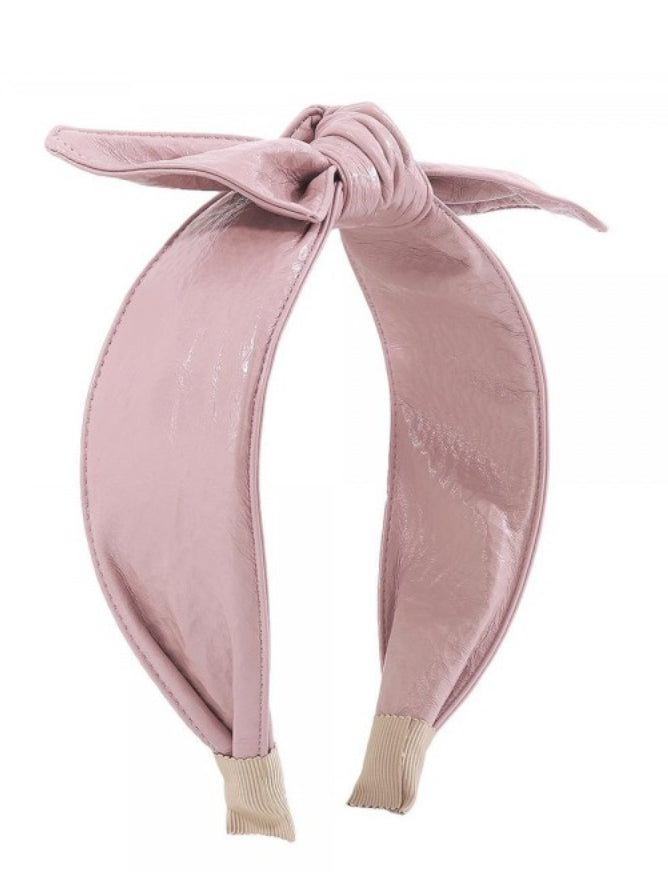 Faux Leather Top Knot Bow Headband